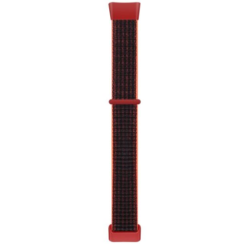 For Fitbit Charge 5 / 6 Nylon Strap Quick Release Sport Watch Band - Red / Black