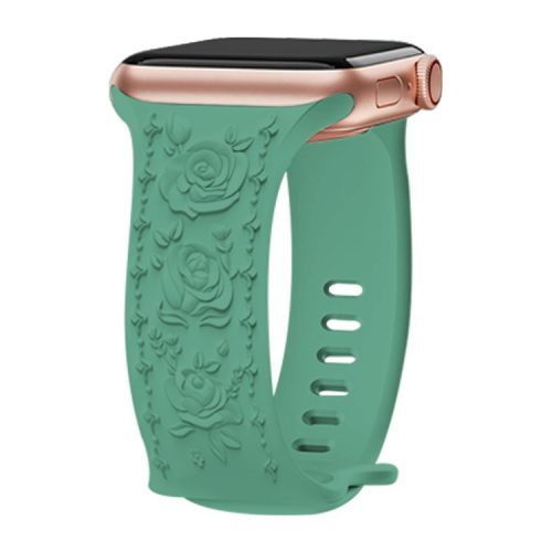 Embossing Strap for Apple Watch 10 46mm / Ultra 2 / Ultra 49mm / 9 8 7 45mm / SE (2023) SE (2022) SE 6 5 4 44mm / 3 2 1 42mm Silicone Band - Pine Needle Green