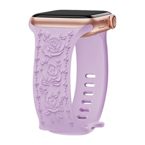 Embossing Strap for Apple Watch 10 46mm / Ultra 2 / Ultra 49mm / 9 8 7 45mm / SE (2023) SE (2022) SE 6 5 4 44mm / 3 2 1 42mm Silicone Band - Lavender