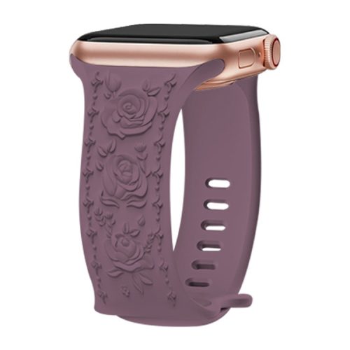 Embossing Strap for Apple Watch 10 46mm / Ultra 2 / Ultra 49mm / 9 8 7 45mm / SE (2023) SE (2022) SE 6 5 4 44mm / 3 2 1 42mm Silicone Band - Smoke Purple