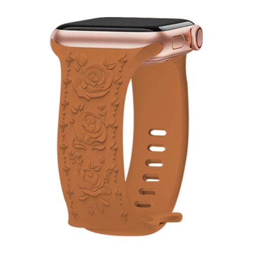 Embossing Strap for Apple Watch 10 46mm / Ultra 2 / Ultra 49mm / 9 8 7 45mm / SE (2023) SE (2022) SE 6 5 4 44mm / 3 2 1 42mm Silicone Band - Brown