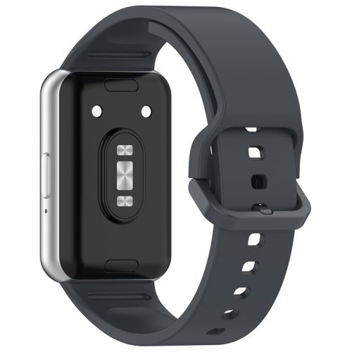 For Samsung Galaxy Fit3 (SM-R390) Watch Bracelet Soft Silicone Strap with Flat Buckle - Platinum Steel Grey