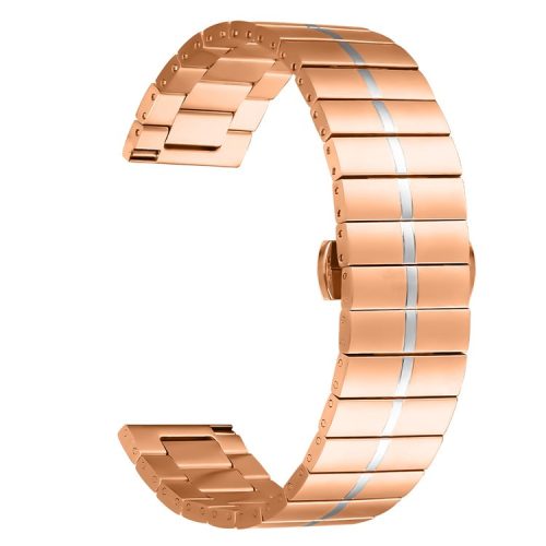 For Fitbit Versa / Versa Lite / Versa 2 Line Splicing Stainless Steel Watch Strap Butterfly Buckle Band - Splicing Rose Gold