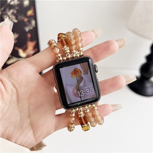 For Apple Watch 10 46mm / Ultra 2 / Ultra 49mm / 9 8 7 45mm / SE (2023) SE (2022) SE 6 5 4 44mm / 3 2 1 42mm Ethnic Style Beaded Watch Band - Khaki