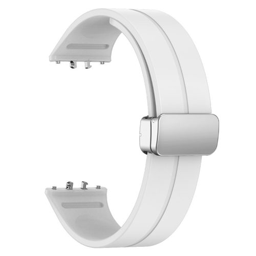 For Samsung Galaxy Fit3 Replacement Wrist Band Soft Silicone Watch Band with Magnetic Folding Buckle - White