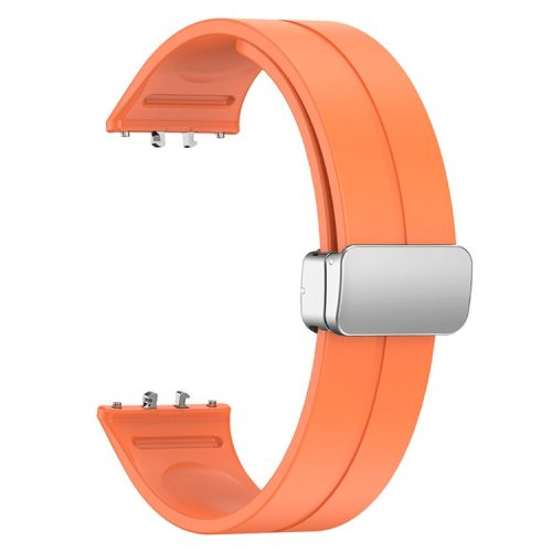 For Samsung Galaxy Fit3 Replacement Wrist Band Soft Silicone Watch Band with Magnetic Folding Buckle - Orange