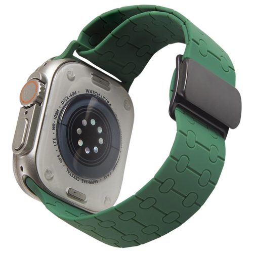 For Apple Watch 10 46mm / Ultra 2 / Ultra 49mm / 9 8 7 45mm / SE (2023) SE (2022) SE 6 5 4 44mm / 3 2 1 42mm Liquid Silicone Strap - Blackish Green