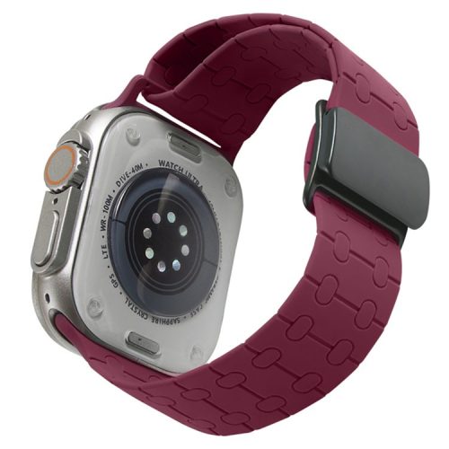 For Apple Watch 10 46mm / Ultra 2 / Ultra 49mm / 9 8 7 45mm / SE (2023) SE (2022) SE 6 5 4 44mm / 3 2 1 42mm Liquid Silicone Strap - Wine Red