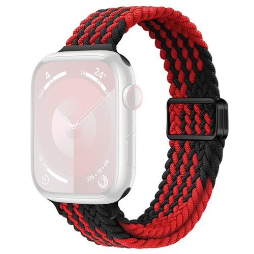 Watch Strap for Apple Watch Series 10 42mm / 9 8 7 41mm / SE (2023) SE (2022) SE 6 5 4 40mm / 3 2 1 38mm Watch Band with Magnetic Buckle - Z Texture+Black Red