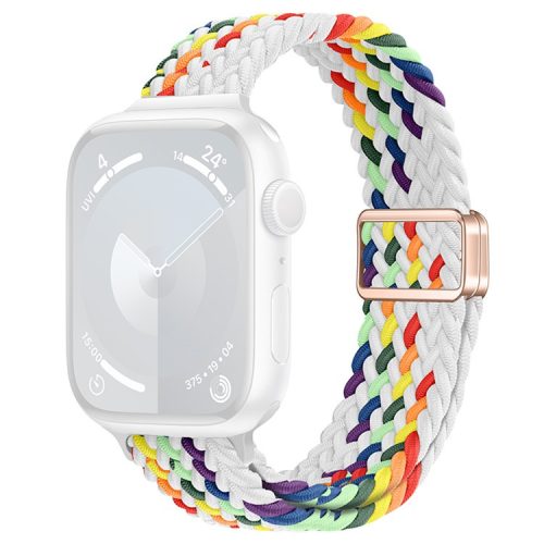 Watch Strap for Apple Watch Series 10 42mm / 9 8 7 41mm / SE (2023) SE (2022) SE 6 5 4 40mm / 3 2 1 38mm Watch Band with Magnetic Buckle - White Rainbow