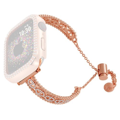 For Garmin / Samsung / LG / Huawei / Huami 20mm Universal Rhinestone Copper Watch Strap - Rose Gold