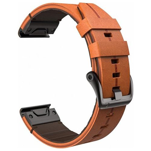 For Garmin Fenix 5 6 7 Instinc Instinc 2 Approach 22mm Soft Genuine Leather Watch Strap - Brown