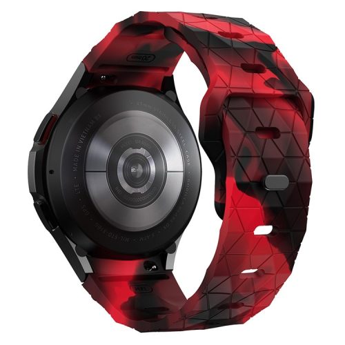 KALEBOL KLB-ZQWFKGJ-001 For Samsung Galaxy Watch FE 40mm / Watch 4 / 5 / 6 Football Pattern Silicone Watch Strap Band - Black and Red Camouflage