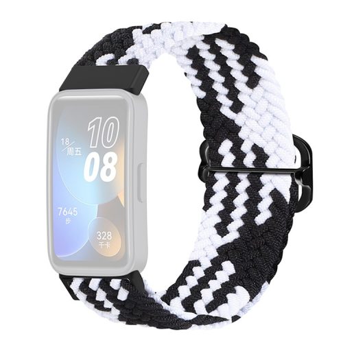 KALEBOL KLB-BZNL-001 For Huawei Band 8 / Band 8 NFC / Band 9 / Band 9 NFC Strap Adjustable Braided Nylon Watch Band - Black+White