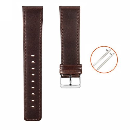 KALEBOL KLB-FMWZP-001 For Samsung Galaxy Watch3 45mm / Huawei Watch 4 Pro Leather Watch Strap Genuine Cow Leather Watch Band - Coffee