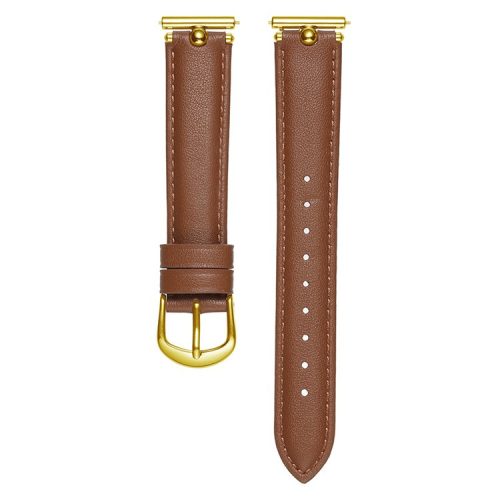 KALEBOL KLB-YZKZP-001 For Samsung Galaxy Watch6 Classic 47mm / Galaxy Watch5 Pro 45mm Genuine Cow Leather 20mm Watch Strap - Dark Brown / Gold Buckle