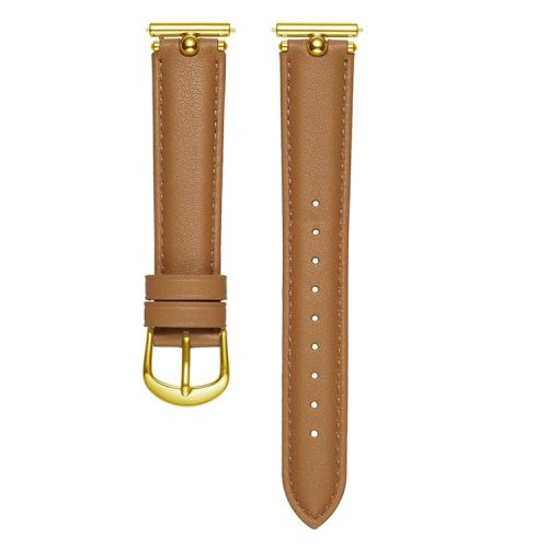 KALEBOL KLB-YZKZP-001 For Samsung Galaxy Watch6 Classic 47mm / Galaxy Watch5 Pro 45mm Genuine Cow Leather 20mm Watch Strap - Khaki / Gold Buckle