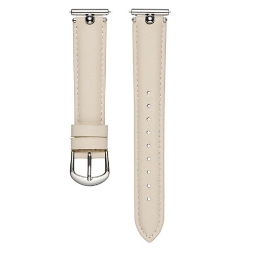 KALEBOL KLB-YZKZP-001 For Samsung Galaxy Watch6 Classic 47mm / Galaxy Watch5 Pro 45mm Genuine Cow Leather 20mm Watch Strap - White / Silver Buckle