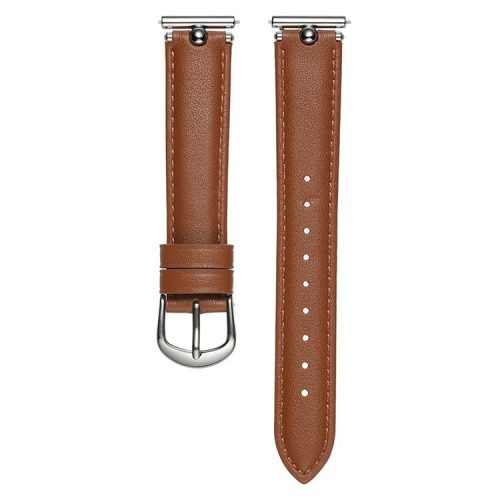 KALEBOL KLB-YZKZP-001 For Samsung Galaxy Watch6 Classic 47mm / Galaxy Watch5 Pro 45mm Genuine Cow Leather 20m Watch Strap - Dark Brown / Silver Buckle