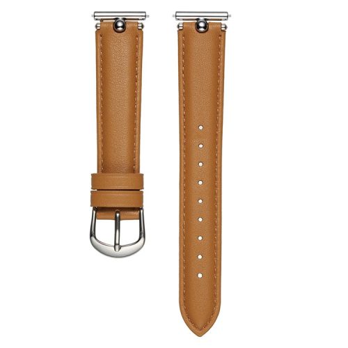 KALEBOL KLB-YZKZP-001 For Samsung Galaxy Watch6 Classic 47mm / Galaxy Watch5 Pro 45mm Genuine Cow Leather 20mm Watch Strap - Khaki / Silver Buckle