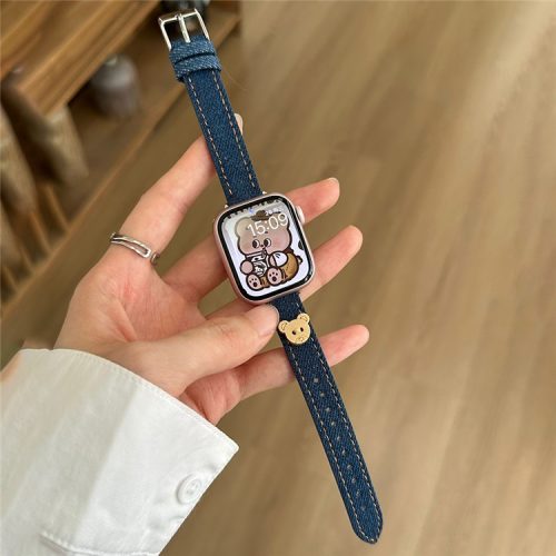 For Apple Watch 10 46mm / Ultra 2 / Ultra 49mm / 9 8 7 45mm / SE (2023) SE (2022) SE 6 5 4 44mm / 3 2 1 42mm Denim Watch Strap - Dark Blue