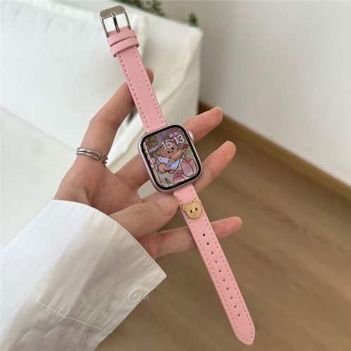 For Apple Watch 10 46mm / Ultra 2 / Ultra 49mm / 9 8 7 45mm / SE (2023) SE (2022) SE 6 5 4 44mm / 3 2 1 42mm Denim Watch Strap - Pink