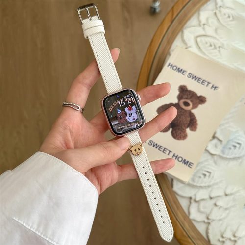 For Apple Watch 10 46mm / Ultra 2 / Ultra 49mm / 9 8 7 45mm / SE (2023) SE (2022) SE 6 5 4 44mm / 3 2 1 42mm Denim Watch Strap - White