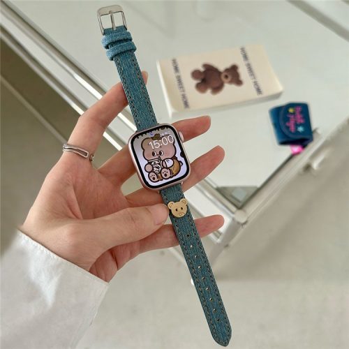 For Apple Watch 10 46mm / Ultra 2 / Ultra 49mm / 9 8 7 45mm / SE (2023) SE (2022) SE 6 5 4 44mm / 3 2 1 42mm Denim Watch Strap - Baby Blue