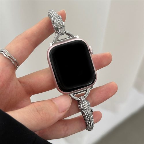 For Apple Watch 10 46mm / Ultra 2 / Ultra 49mm / 9 8 7 45mm / SE (2023) SE (2022) SE 6 5 4 44mm / 3 2 1 42mm Band Zinc Alloy Leopard Head Bracelet - Silver