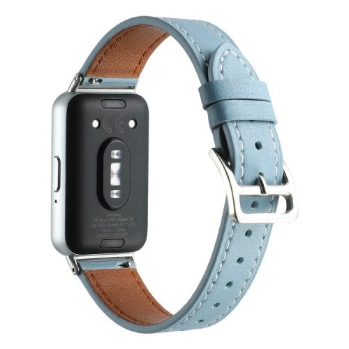 For Samsung Galaxy Fit3 Genuine Leather Watch Strap Band Replacement - Sky Blue