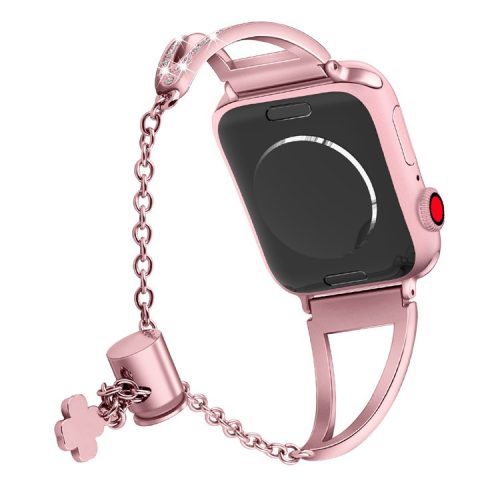 For Apple Watch 10 46mm / Ultra 2 / Ultra 49mm / 9 8 7 45mm / SE (2023) SE (2022) SE 6 5 4 44mm / 3 2 1 42mm Hollow Triangle Slider Bracelet - Rose Pink