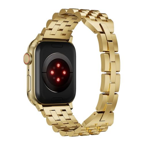 5-Bead Metal Strap for Apple Watch 10 46mm / Ultra 2 / Ultra 49mm / 9 8 7 45mm / SE (2023) SE (2022) SE 6 5 4 44mm / 3 2 1 42mm Wrist Band - Gold