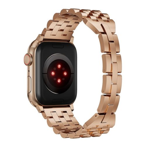 5-Bead Metal Strap for Apple Watch 10 46mm / Ultra 2 / Ultra 49mm / 9 8 7 45mm / SE (2023) SE (2022) SE 6 5 4 44mm / 3 2 1 42mm Wrist Band - Rose Gold