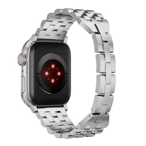 5-Bead Metal Strap for Apple Watch 10 46mm / Ultra 2 / Ultra 49mm / 9 8 7 45mm / SE (2023) SE (2022) SE 6 5 4 44mm / 3 2 1 42mm Wrist Band - Silver