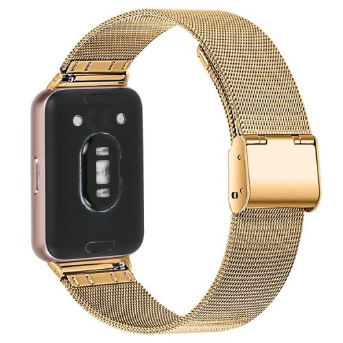 For Samsung Galaxy Fit3 SM-R390 Breathable Milanese Watch Band Stainless Steel Strap - Gold