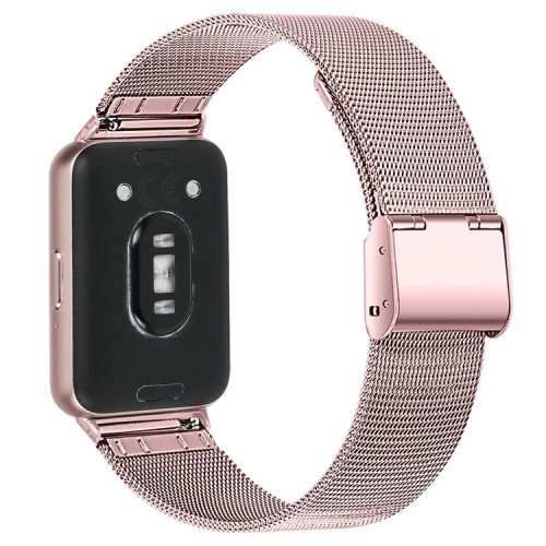 For Samsung Galaxy Fit3 SM-R390 Breathable Milanese Watch Band Stainless Steel Strap - Rose Pink