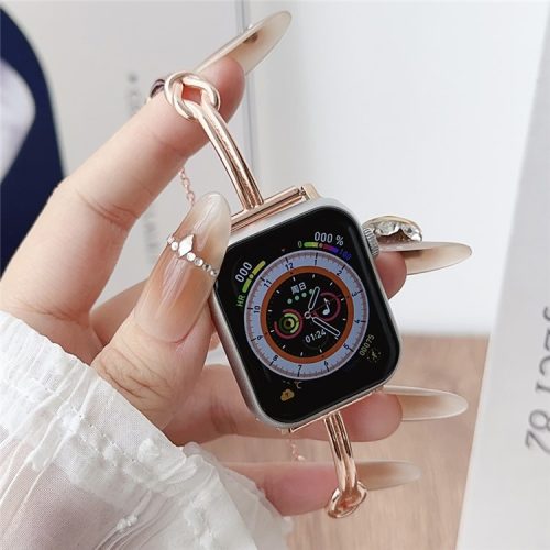 For Apple Watch 10 46mm / Ultra 2 / Ultra 49mm / 9 8 7 45mm / SE (2023) SE (2022) SE 6 5 4 44mm / 3 2 1 42mm Alloy Strap Knotted Watch Band - Rose Gold