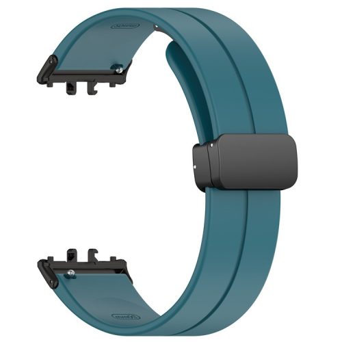 For Samsung Galaxy Fit3 SM-R390 Silicone Strap Replacement Wrist Band with Folding Buckle - Midnight Green