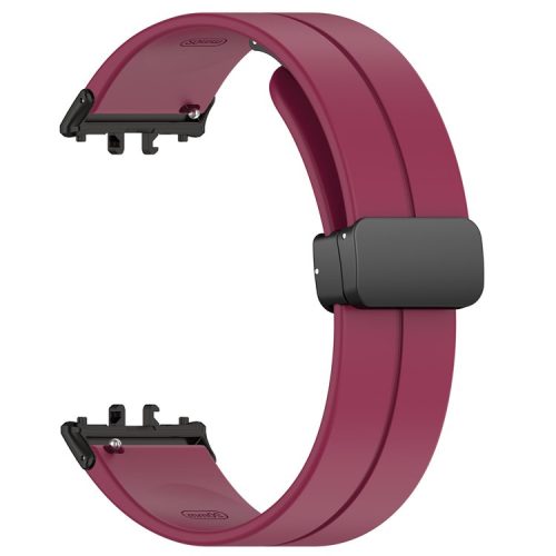 For Samsung Galaxy Fit3 SM-R390 Silicone Strap Replacement Wrist Band with Folding Buckle - Wine Red