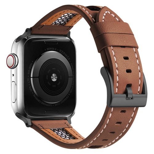 Band For Apple Watch Series 10 42mm / 9 8 7 41mm / 6 5 4 SE (2022) SE (2023) SE 40mm / 3 2 1 38mm Genuine Cow Leather Strap - Dark Brown