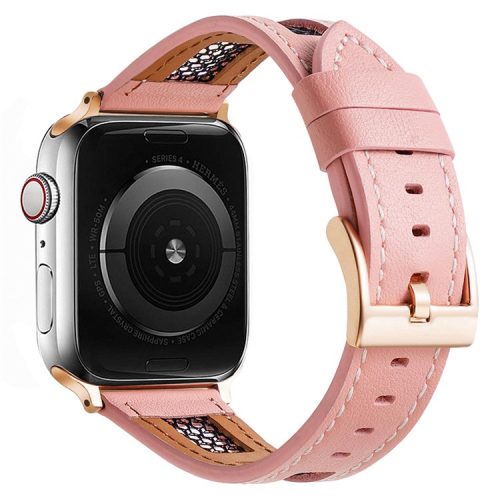 Band For Apple Watch Series 10 42mm / 9 8 7 41mm / 6 5 4 SE (2022) SE (2023) SE 40mm / 3 2 1 38mm Genuine Cow Leather Strap - Pink