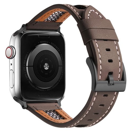 Band For Apple Watch Series 10 42mm / 9 8 7 41mm / 6 5 4 SE (2022) SE (2023) SE 40mm / 3 2 1 38mm Genuine Cow Leather Strap - Coffee