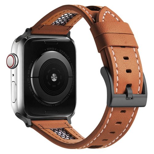 Band For Apple Watch Series 10 42mm / 9 8 7 41mm / 6 5 4 SE (2022) SE (2023) SE 40mm / 3 2 1 38mm Genuine Cow Leather Strap - Light Brown