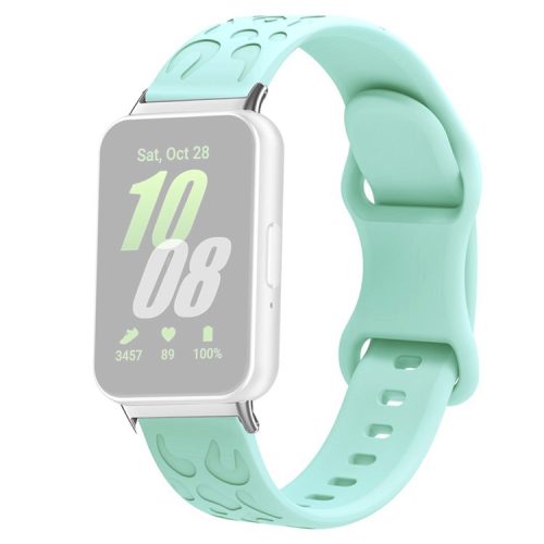 For Samsung Galaxy Fit Silicone Watchband Leopard Printed Replacement Watch Strap - Light Green