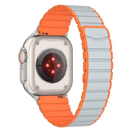 Bans For Apple Watch Series 10 42mm / 9 8 7 41mm / 6 5 4 SE (2023) SE (2022) SE 40mm / 3 2 1 38mm Magnetic Silicone Strap - Grey+Orange