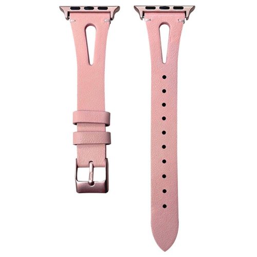 Band For Apple Watch Series 10 42mm / 9 8 7 41mm / 6 5 4 SE (2023) SE (2022) SE 40mm / 3 2 1 38mm Split Leather Watch Strap - Pink