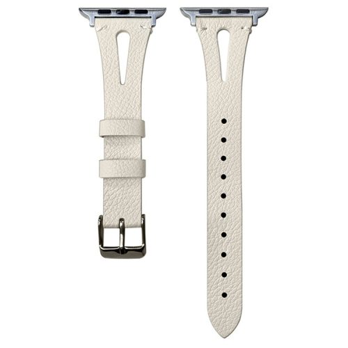 Band For Apple Watch Series 10 42mm / 9 8 7 41mm / 6 5 4 SE (2023) SE (2022) SE 40mm / 3 2 1 38mm Split Leather Watch Strap - White