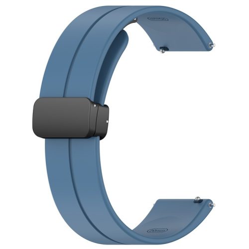 For Huawei / Samsung Universal 22mm Smartwatch Strap Magnetic Folding Buckle Silicone Band - Blue