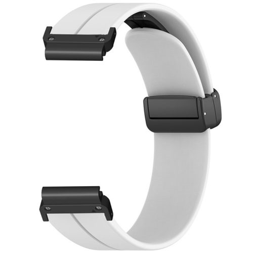 For Coros Vertix 2  /  Garmin Fenix 7X  /  6X  /  5X 26mm Watch Band Magnetic Buckle Silicone Strap - White