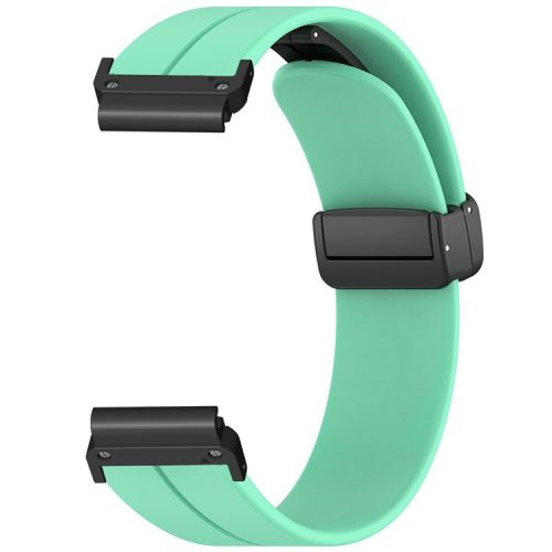 For Coros Vertix 2  /  Garmin Fenix 7X  /  6X  /  5X 26mm Watch Band Magnetic Buckle Silicone Strap - Mint Green